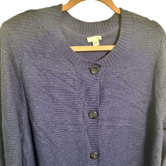 J. Jill Blue Long Fit Button Up Sweater Cardigan. L - Picture 4 of 10